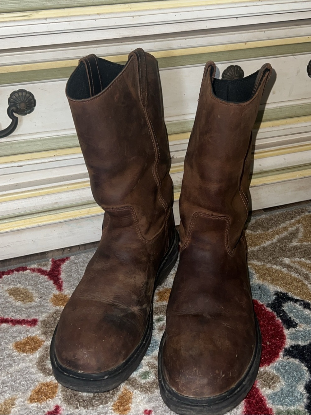 Georgia Boot Men's Brown Leather Pull-On Cowboy Work Boots
12 M